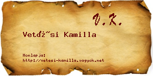 Vetési Kamilla névjegykártya